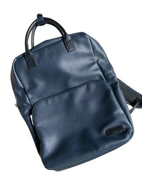 Navy Faux Leather Backpack - Sleek Everyday Bag